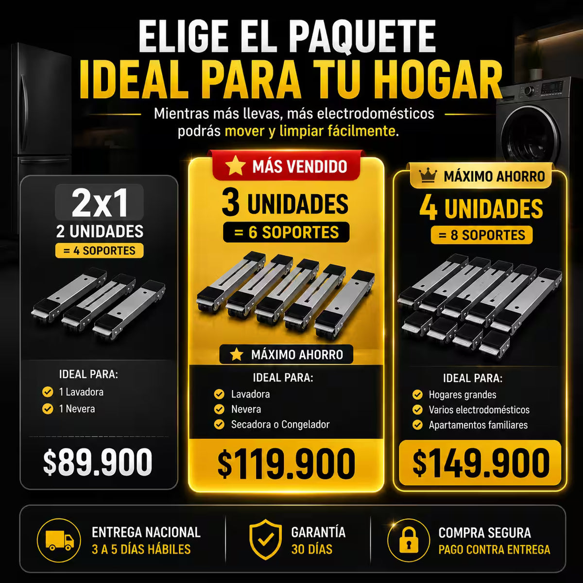 Soportes Base Con Ruedas EasyMove 2x1