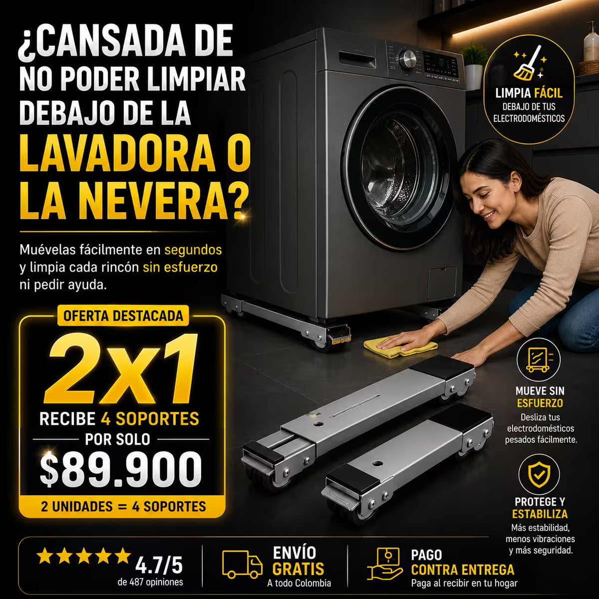 Soportes Base Con Ruedas EasyMove 2x1